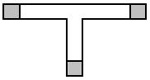 T-förmige Figur, bei der an jeden „Arm“ ein Quadrat angehängt wurde, also insgesamt 3.
