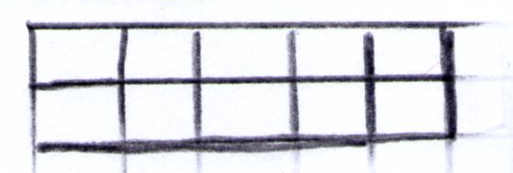 Schülerlösung von Talea: Zeichnung von 2 mal 5 Quadraten.