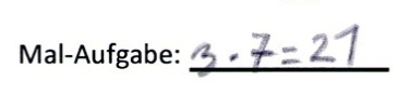 Schülerlösung von Christin: „3 mal 7 = 21“.